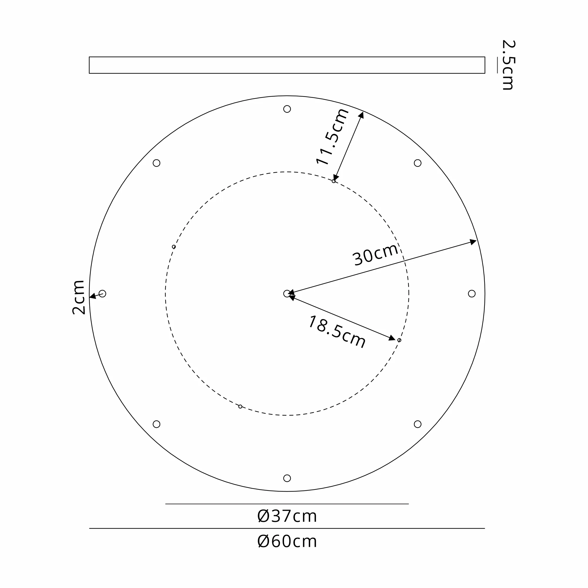 Hayes 9 Hole 60cm Round Ceiling Plate Brass D0831BR  Deco Hayes Brass